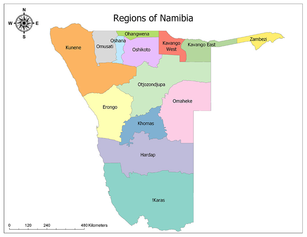 Regions of Namibia Mappr
