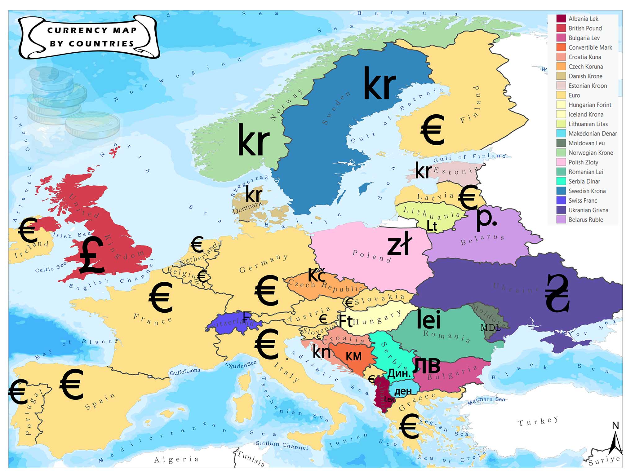 Currency Map by Countries Mappr