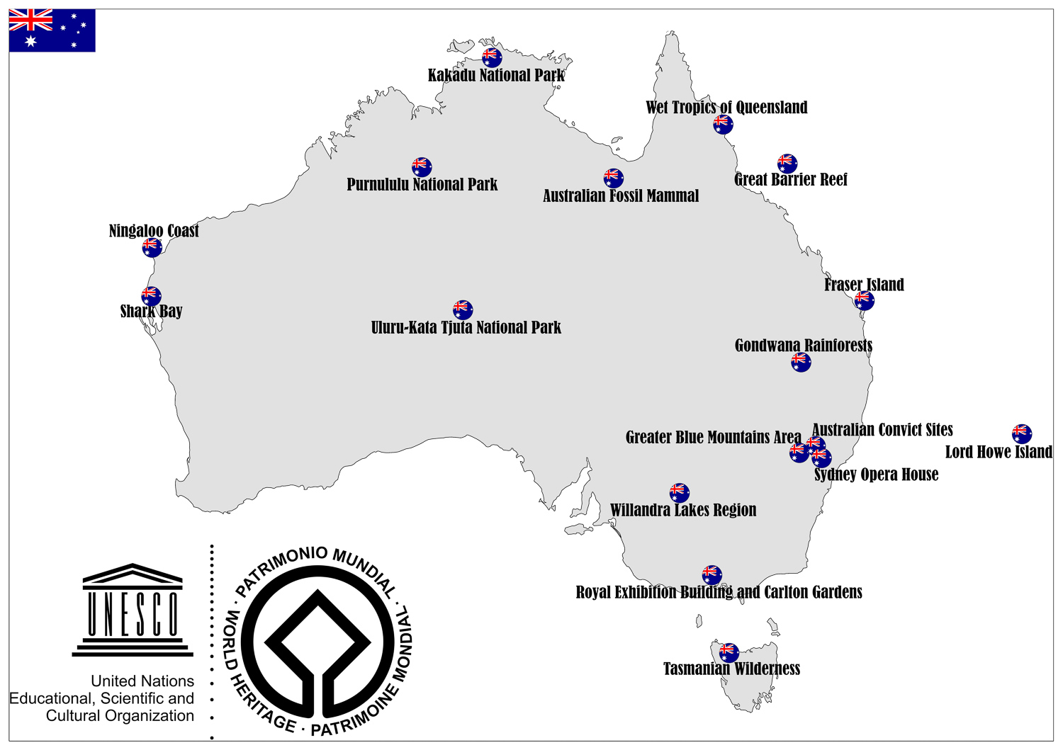 World Heritage Sites in Australia Mappr