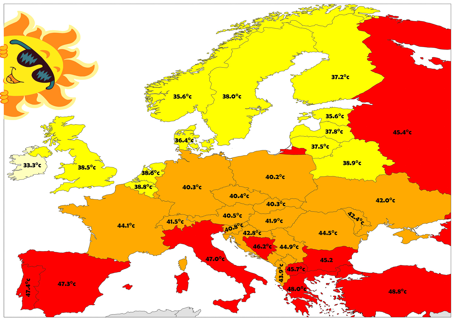 The Highest Temperatures Recorded in Europe Mappr