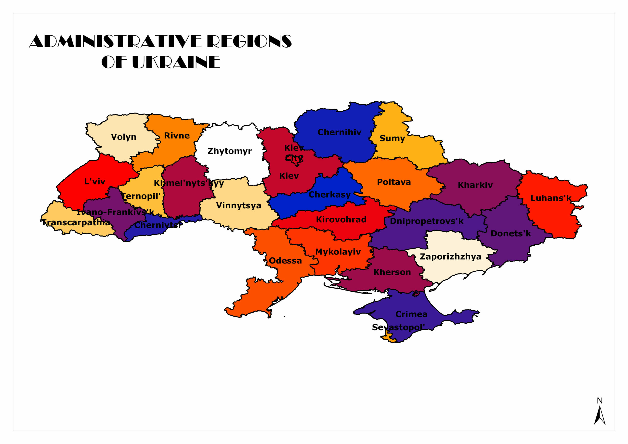 Oblasts of Ukraine (27 Administrative Regions) Mappr