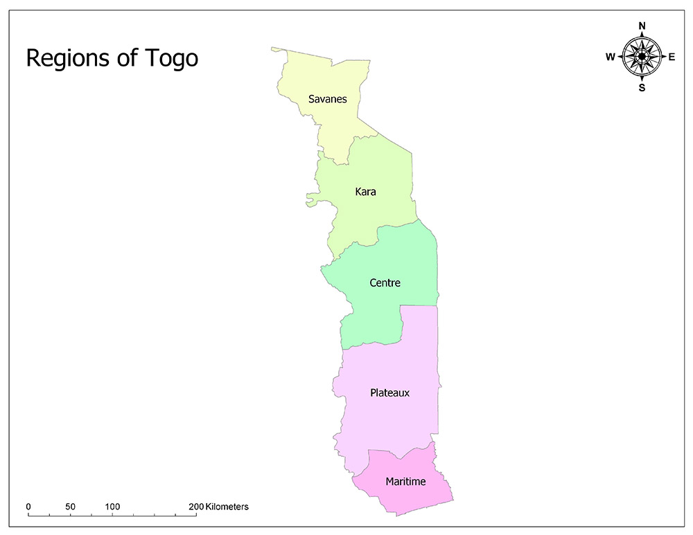 Regions of Togo Mappr