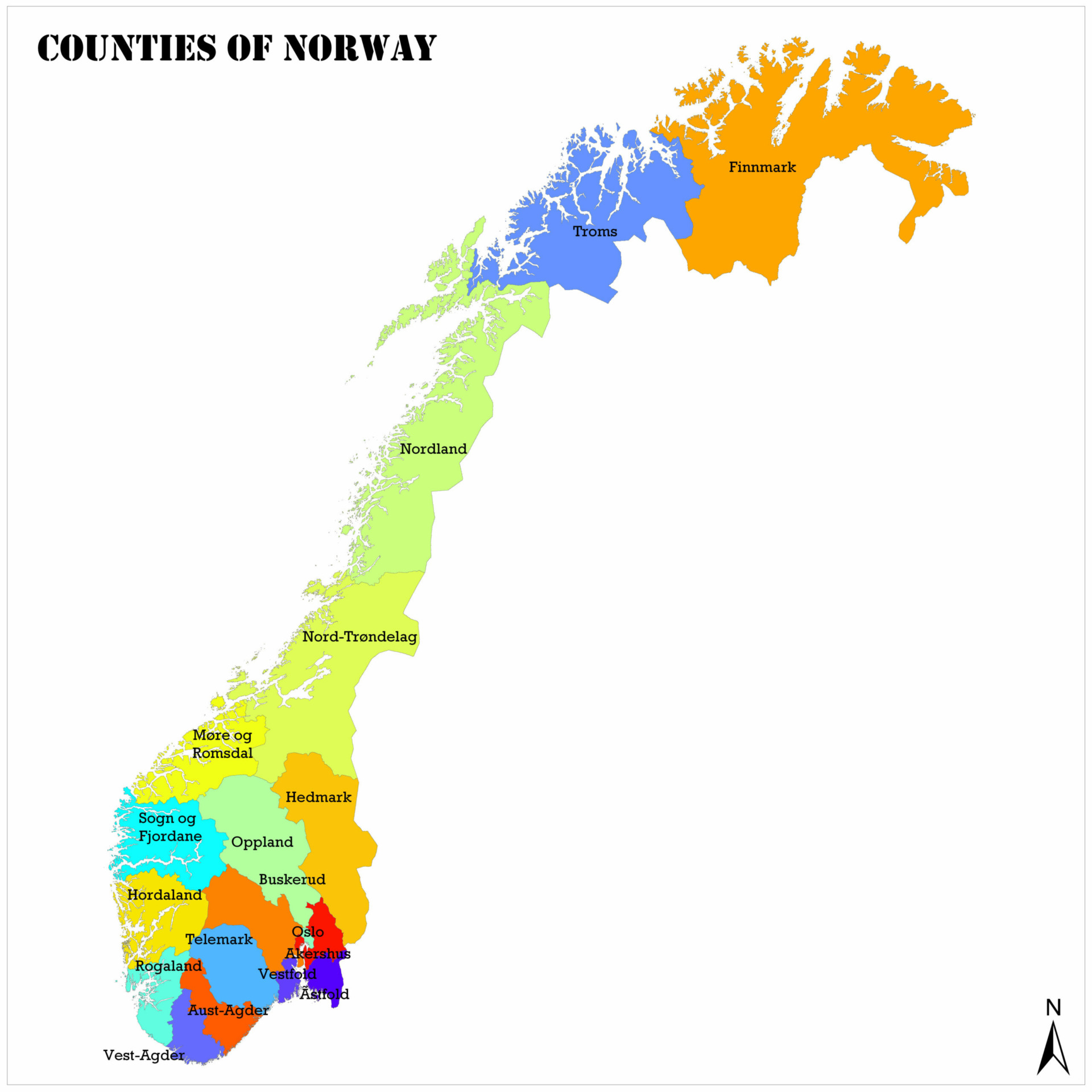 Counties of Norway Mappr