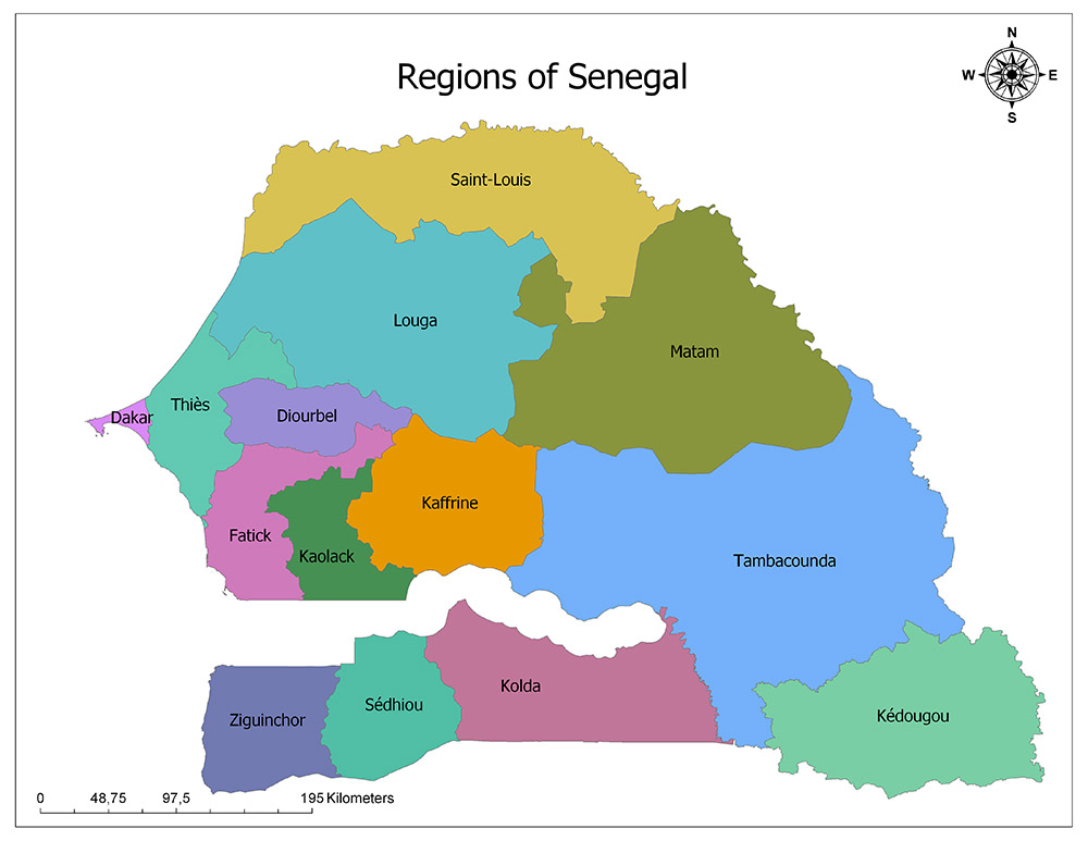 Regions of Senegal Mappr