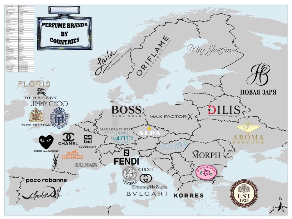 Perfume Brands by Countries Mappr