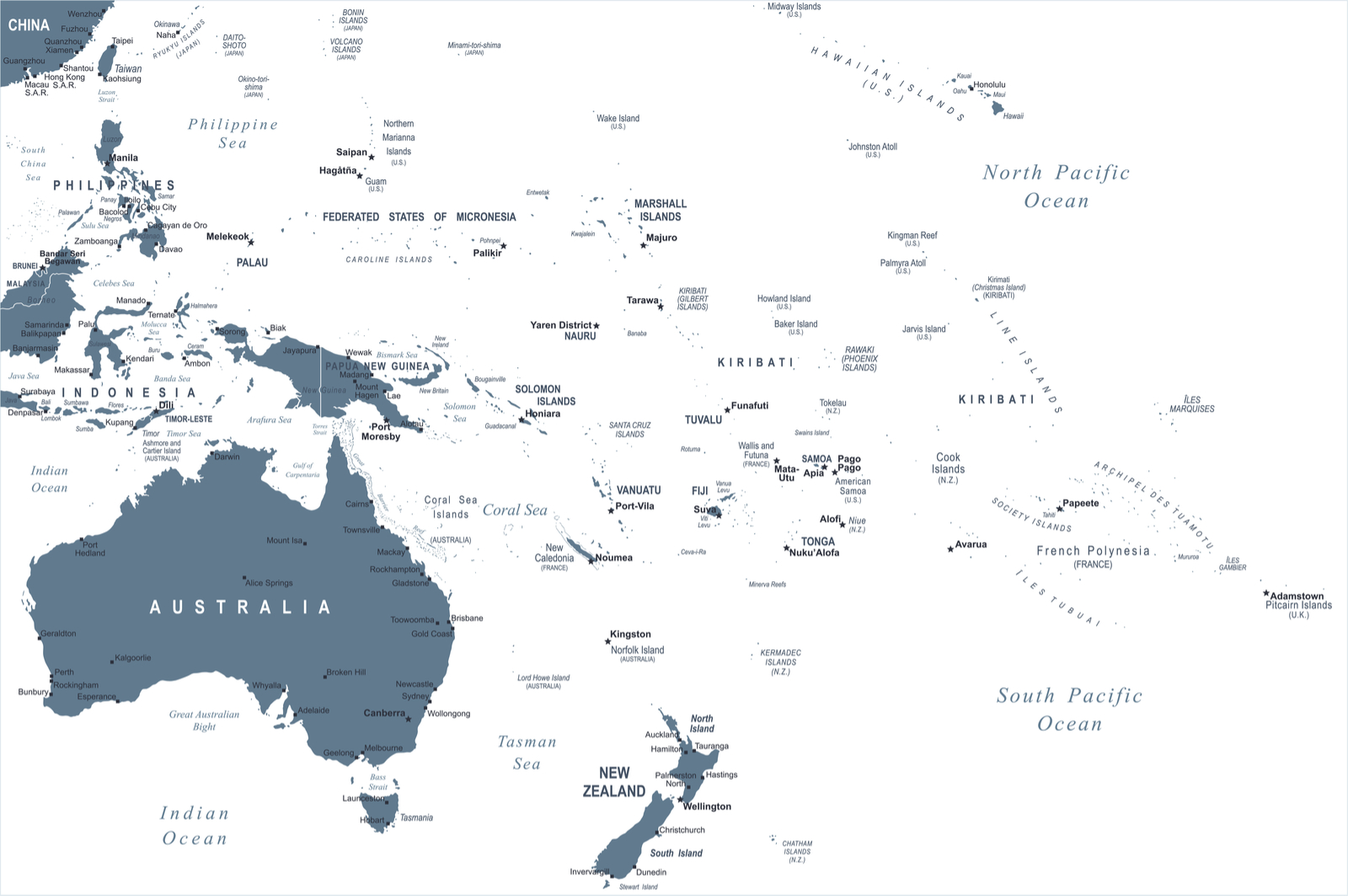 Australia Oceania And Antarctica Map Australia Oceania Maps | Mappr