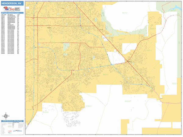 Henderson Nevada Zip Code Map Henderson Nevada Zip Code Wall Map (Basic Style) by MarketMAPS