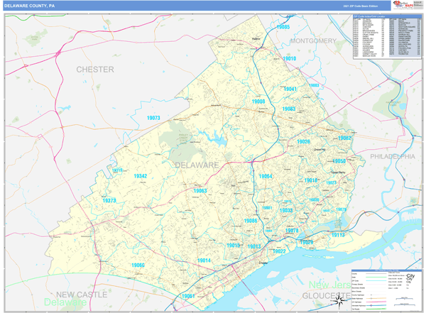Delaware County Pa Zip Code Map