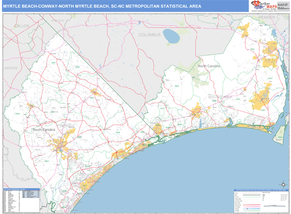 Myrtle Beach Sc Zip Code Map map of interstate