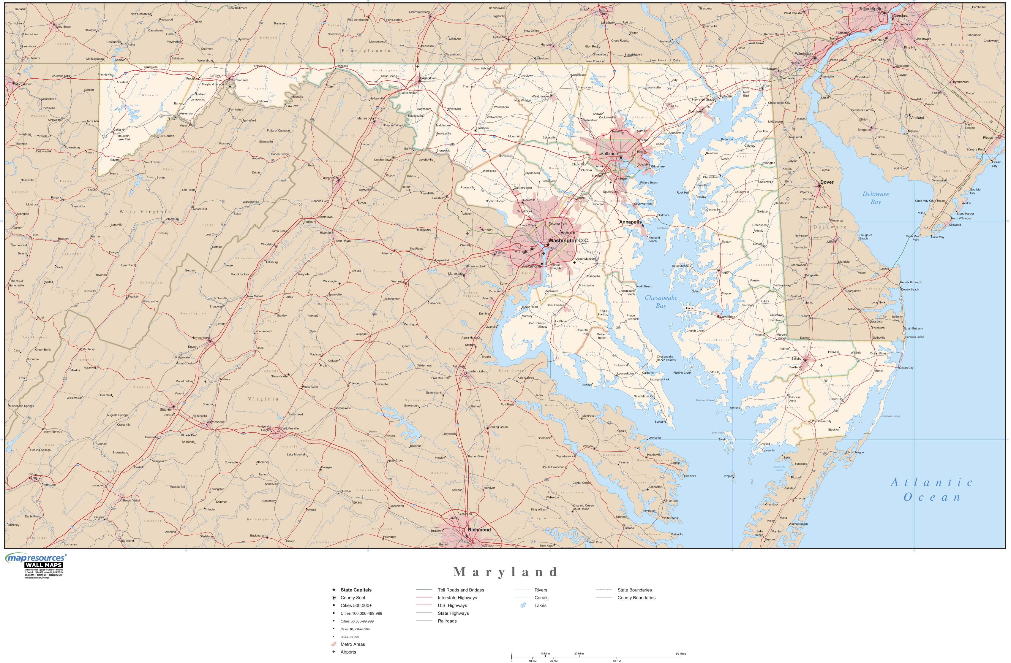 Maryland County Map Maryland Counties USA States