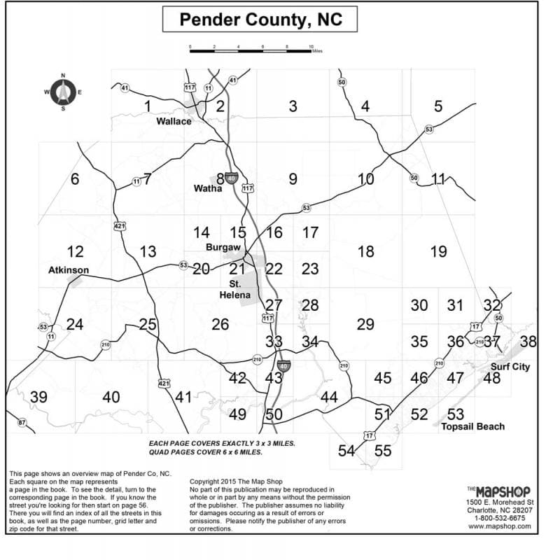 Pender County, NC Professional Driver Atlas The Map Shop