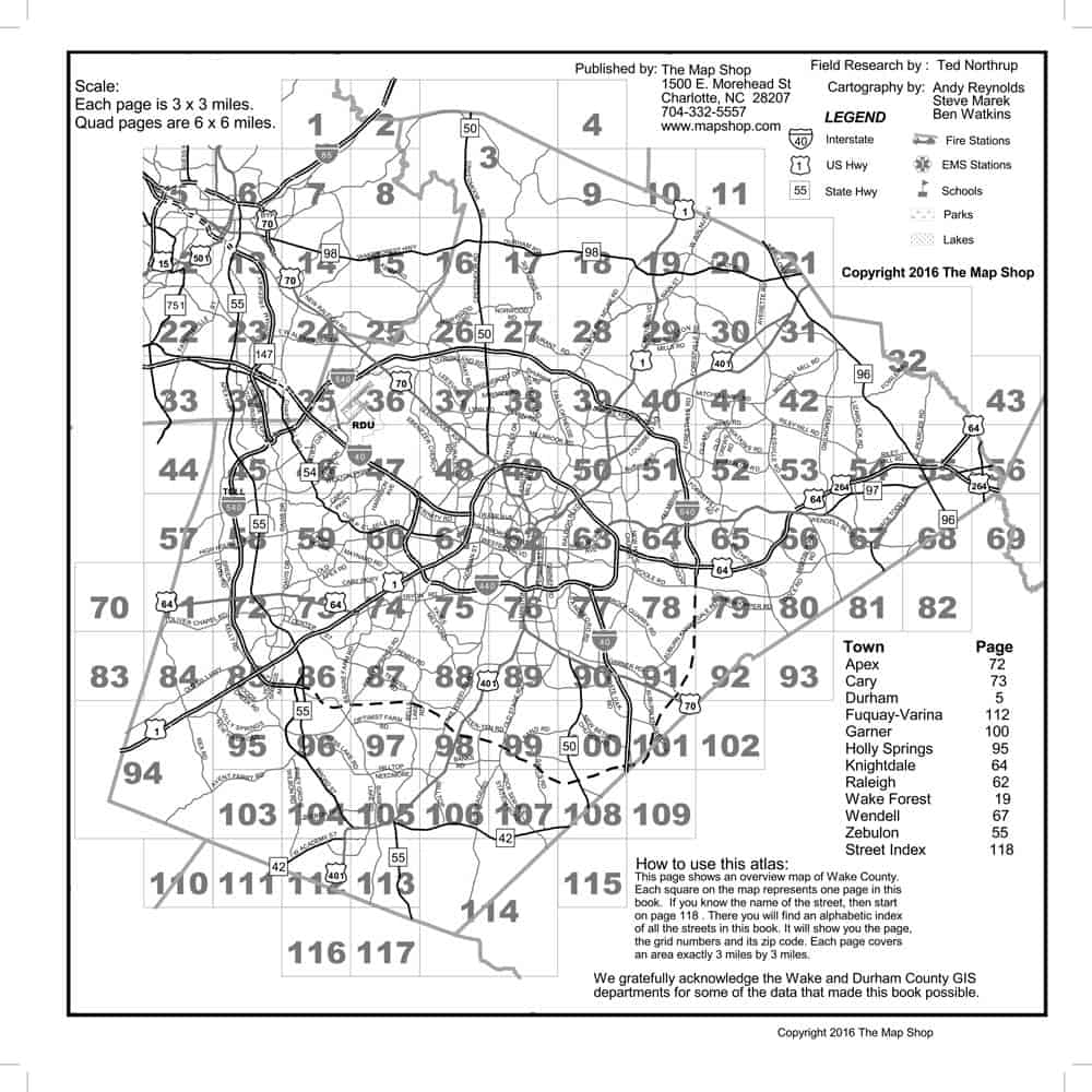Wake County, NC Professional Driver Atlas The Map Shop