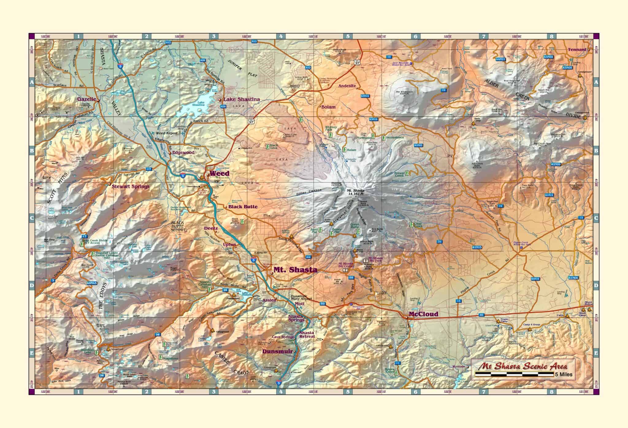Mount Shasta Scenic Area Wall Map by Compart The Map Shop