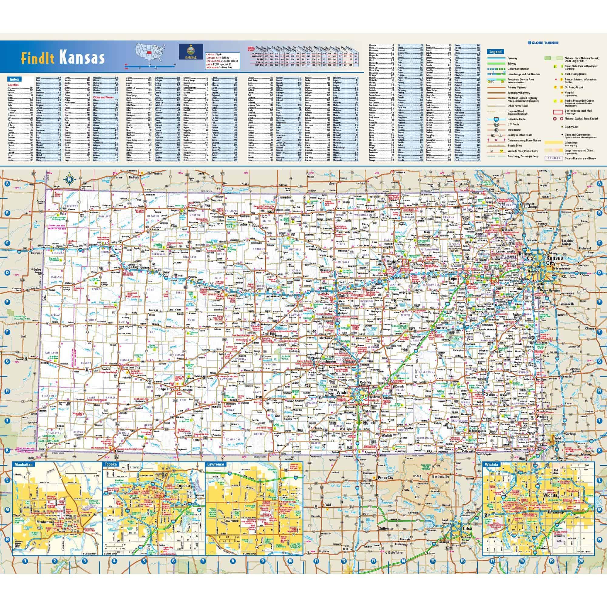 Kansas State Wall Map by Globe Turner The Map Shop