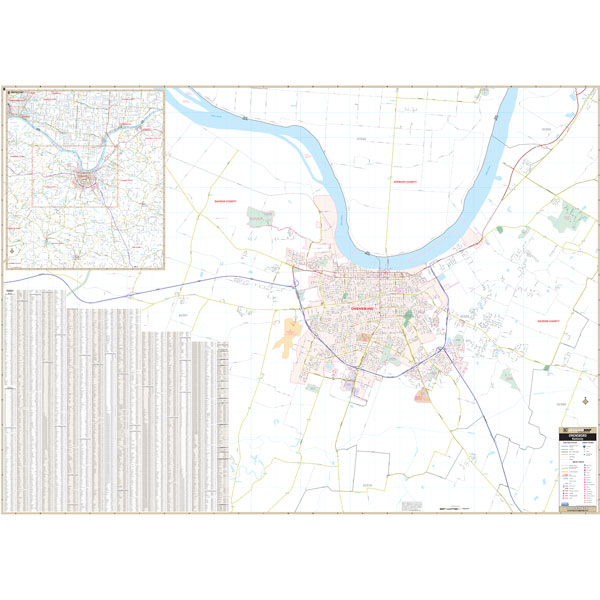 Owensboro, KY Wall Map by Kappa The Map Shop