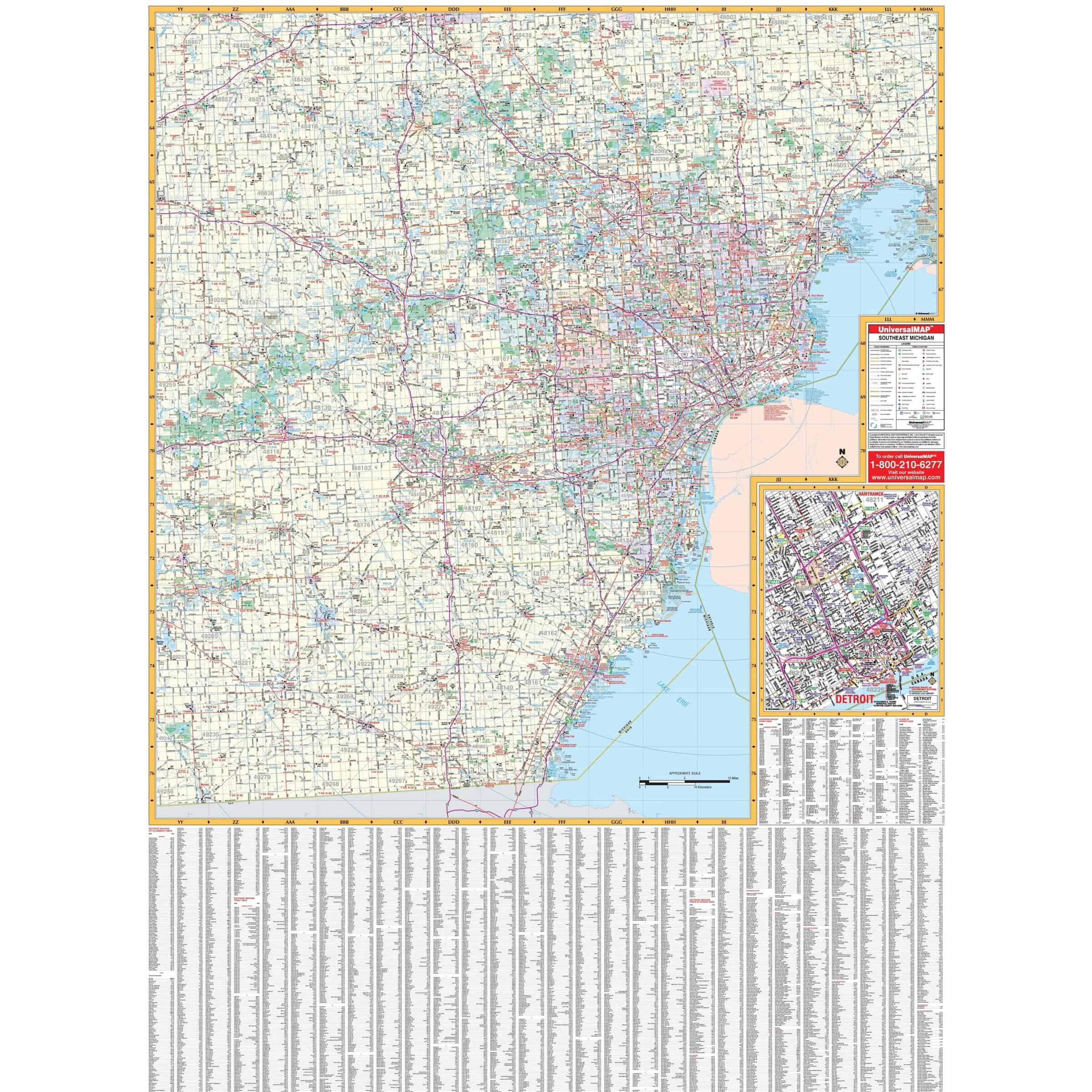 Map Of Se Michigan Michigan State Southeast Region Wall Map - The Map Shop