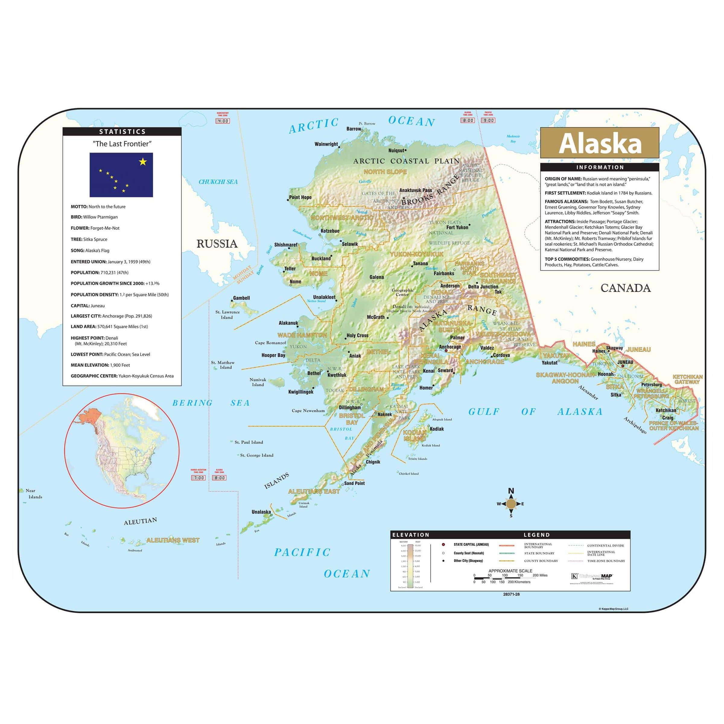 Alaska Shaded Relief State Wall Map by Kappa The Map Shop