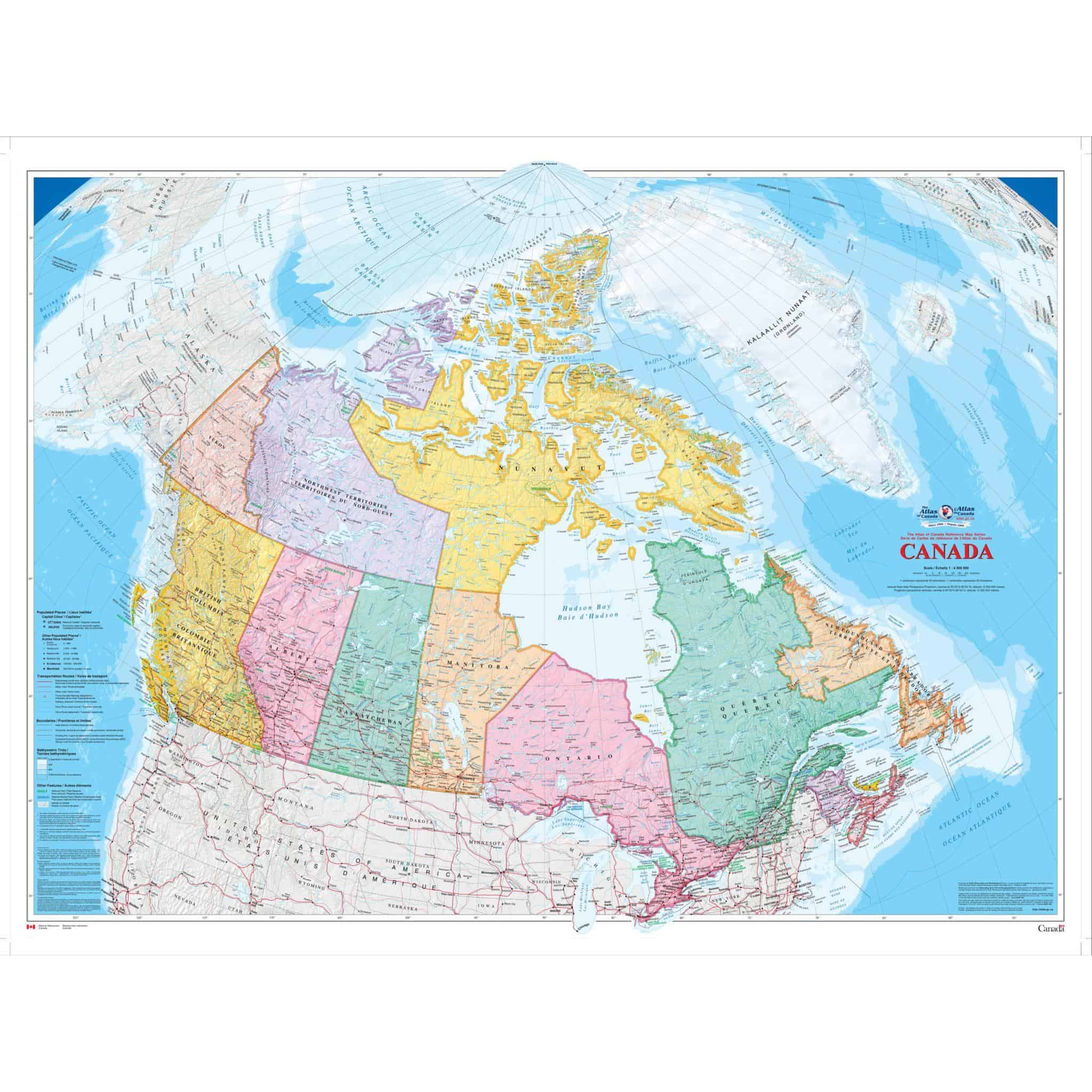 Large Map Of Canada Canada Wall Map (2009) - Bilingual - Atlas Of Canada - The Map Shop