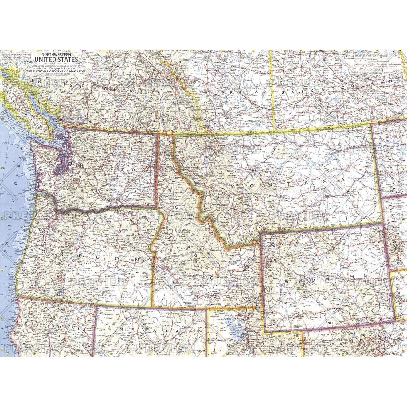 Map Of Northwest Us Northwestern United States - Published 1960 - The Map Shop