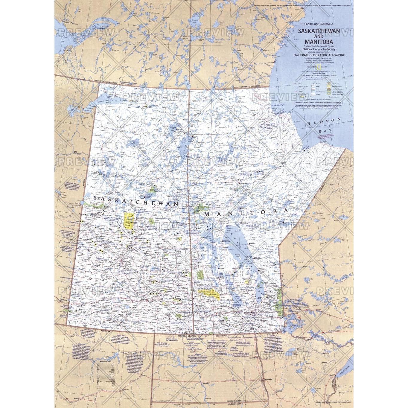 Map Of Saskatchewan And Manitoba Saskatchewan And Manitoba Canada - Published 1979 - The Map Shop