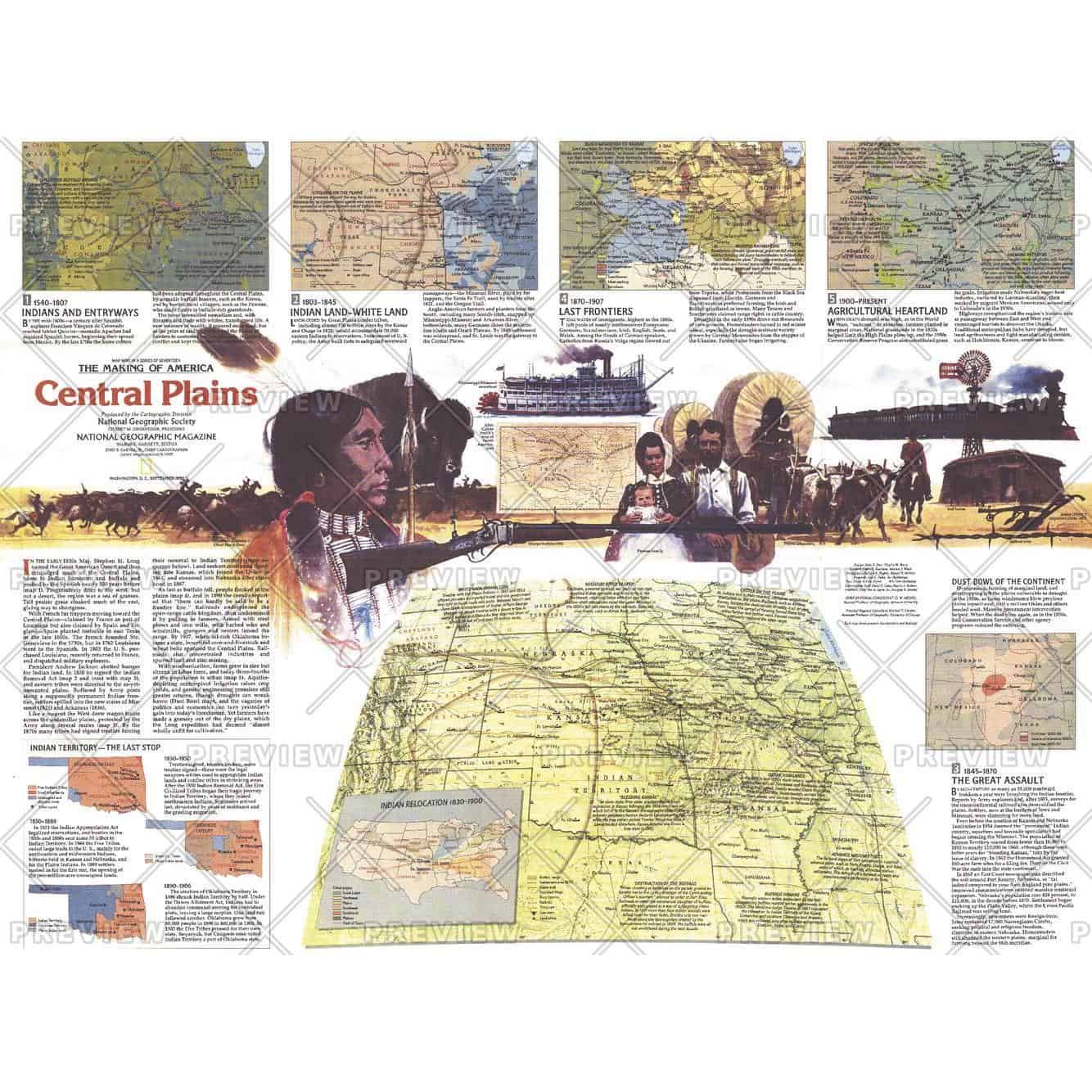 Central Plains Map Side 2 Published 1985 by National Geographic The