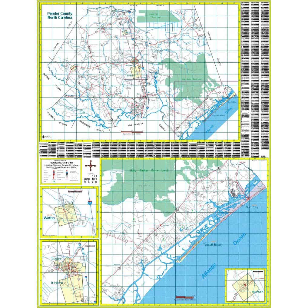 Pender County, NC Wall Map The Map Shop