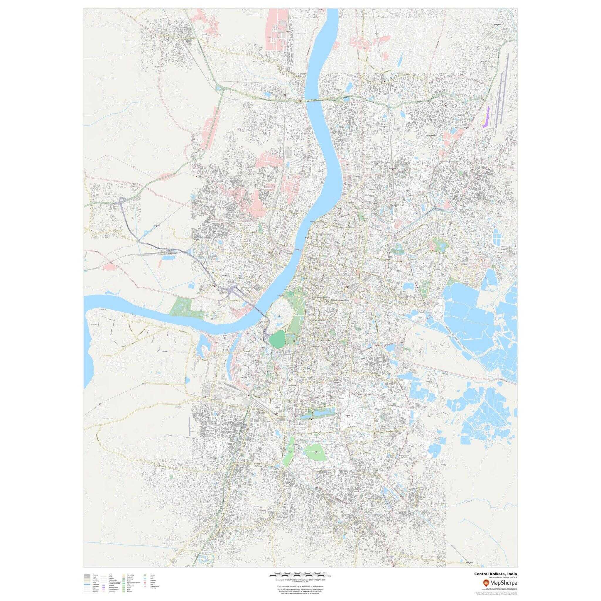 Central Kolkata, India by Map Sherpa The Map Shop