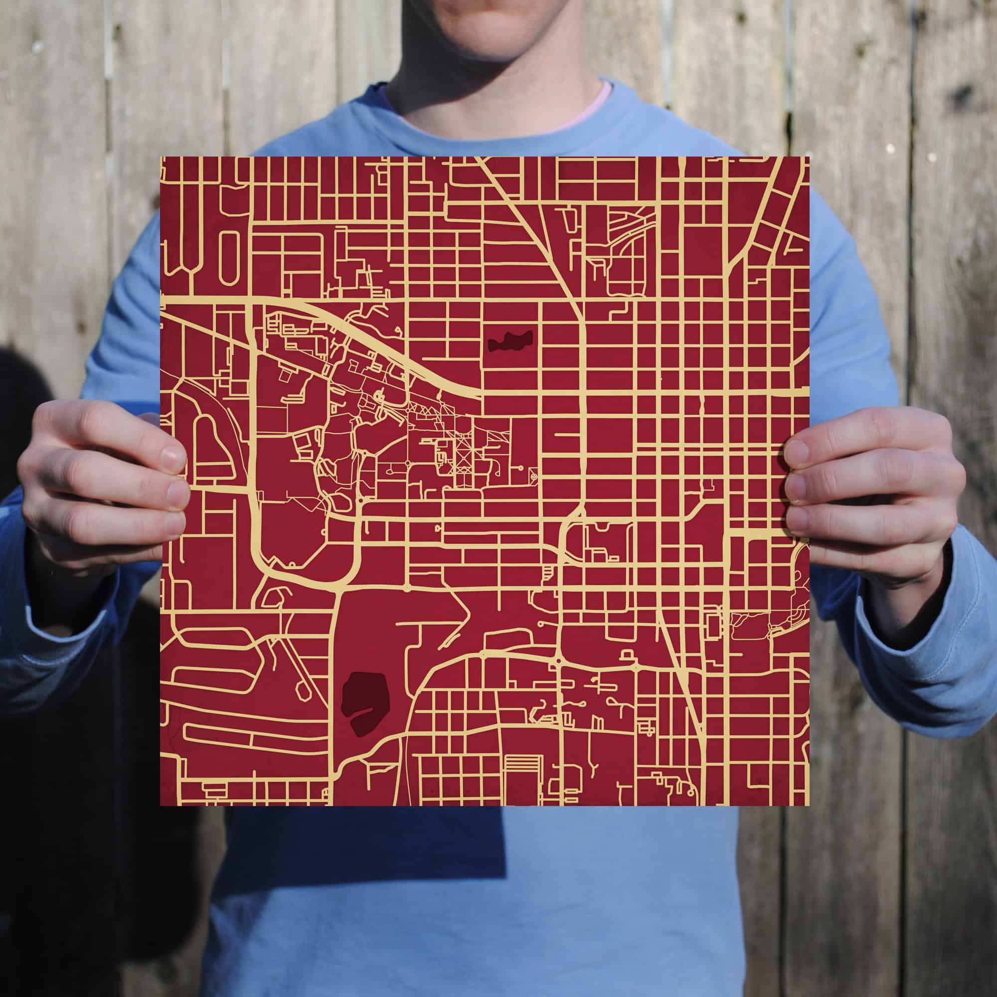 Florida State University Campus Map Art by City Prints The Map Shop