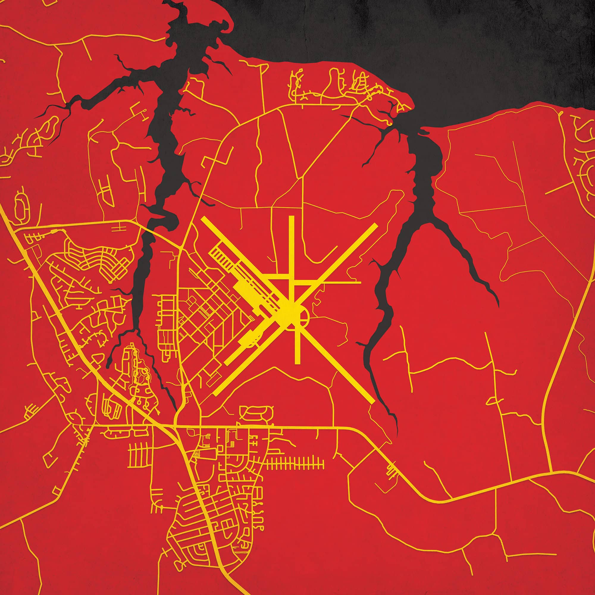 Marine Corps Air Station Cherry Point Map Art by City Prints The Map Shop