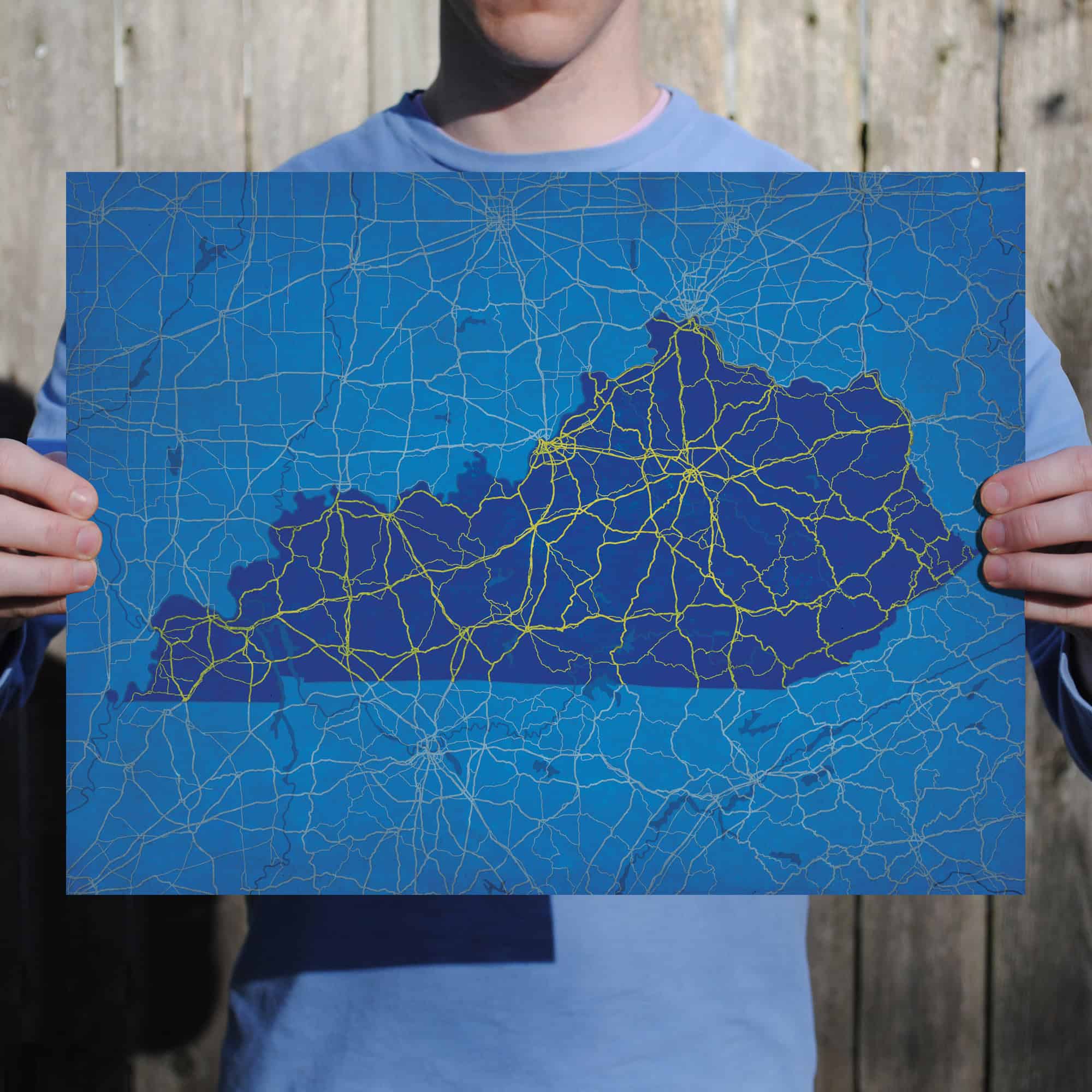 Kentucky Map Art by City Prints The Map Shop