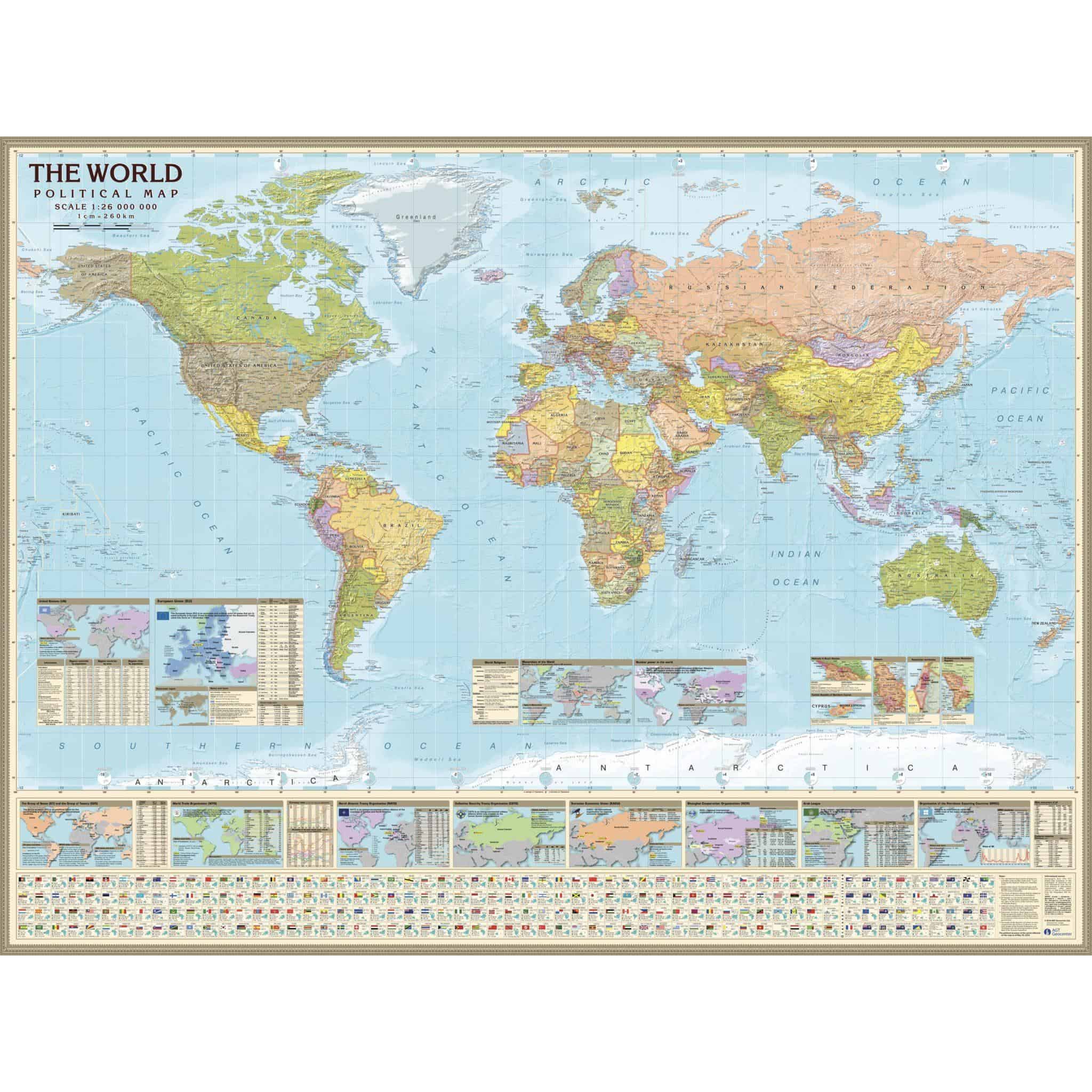 Miller Projection World Map Political World Wall Map Miller Projection The Map Shop