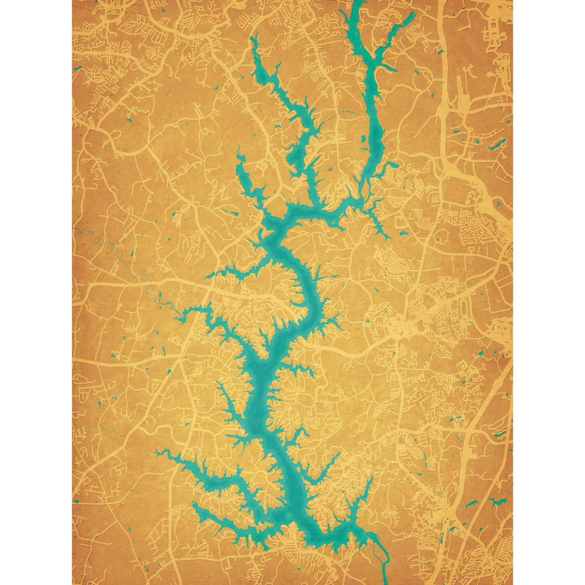 Lake Wylie Map Art by City Prints The Map Shop