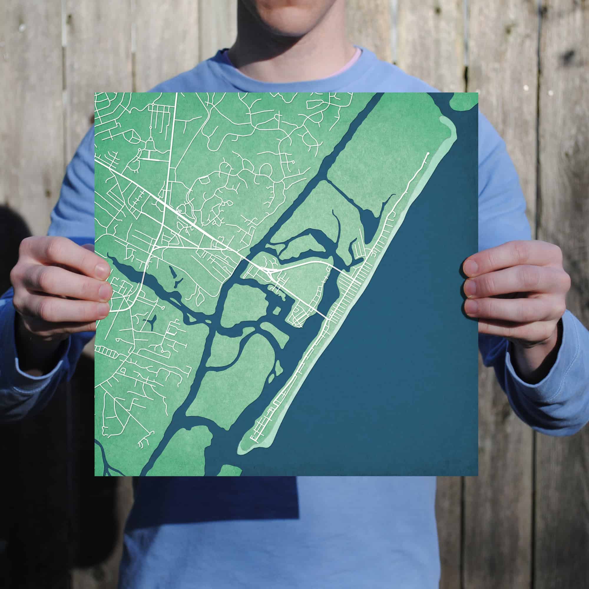 Wrightsville Beach, North Carolina Map Art by City Prints The Map Shop