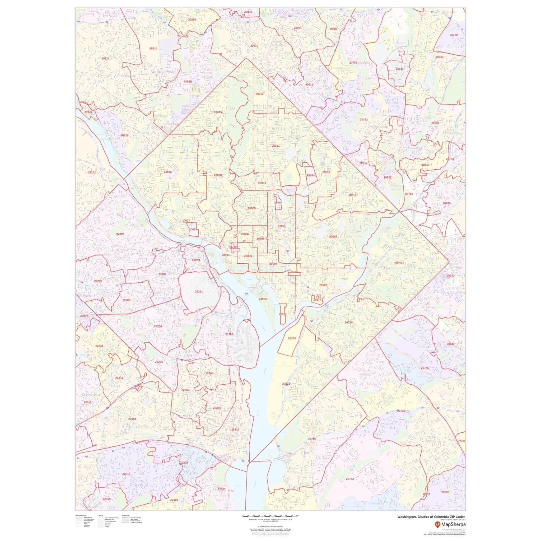 Washington Metropolitan Area ZIP Codes by Map Sherpa The Map Shop
