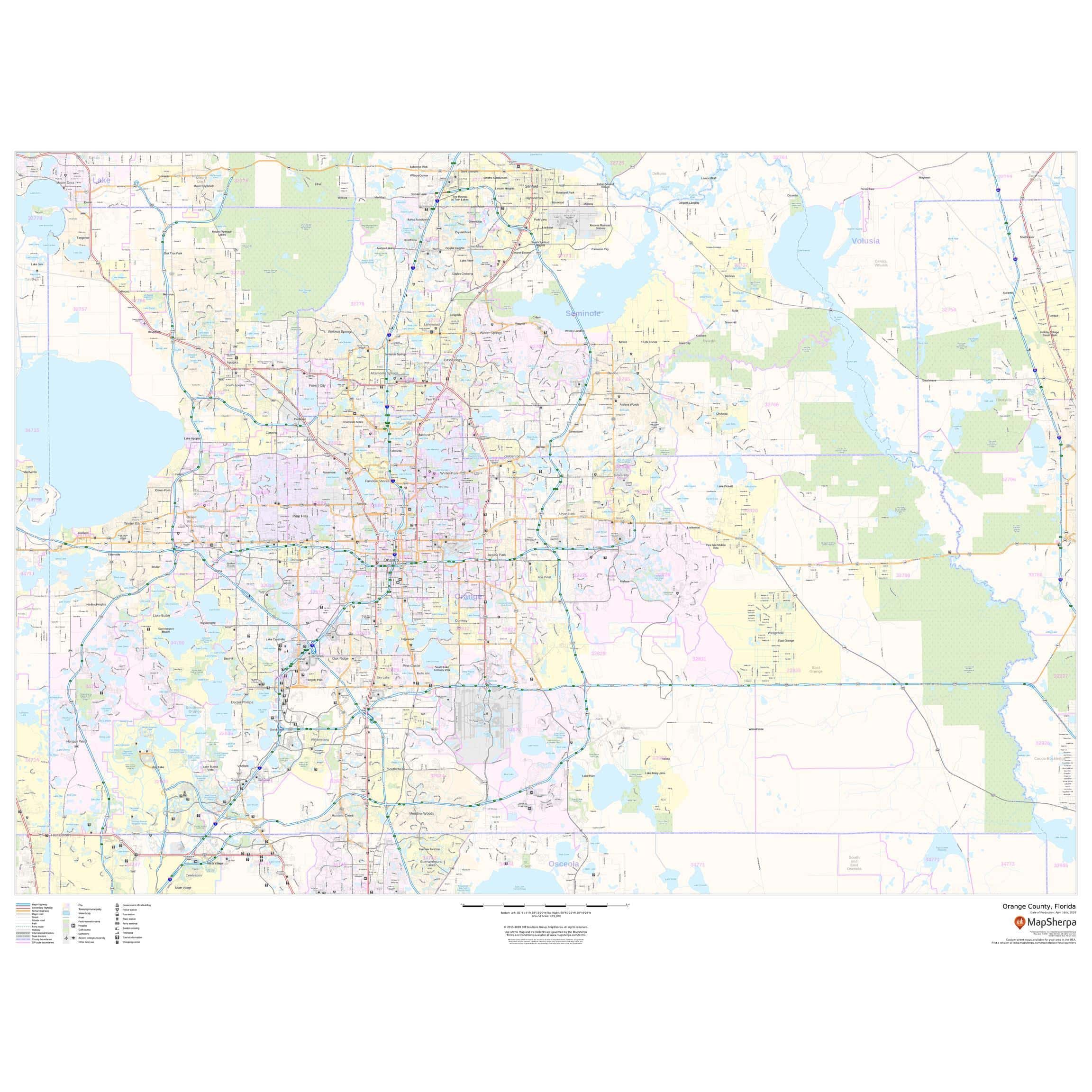 Orange County, Florida by Map Sherpa The Map Shop