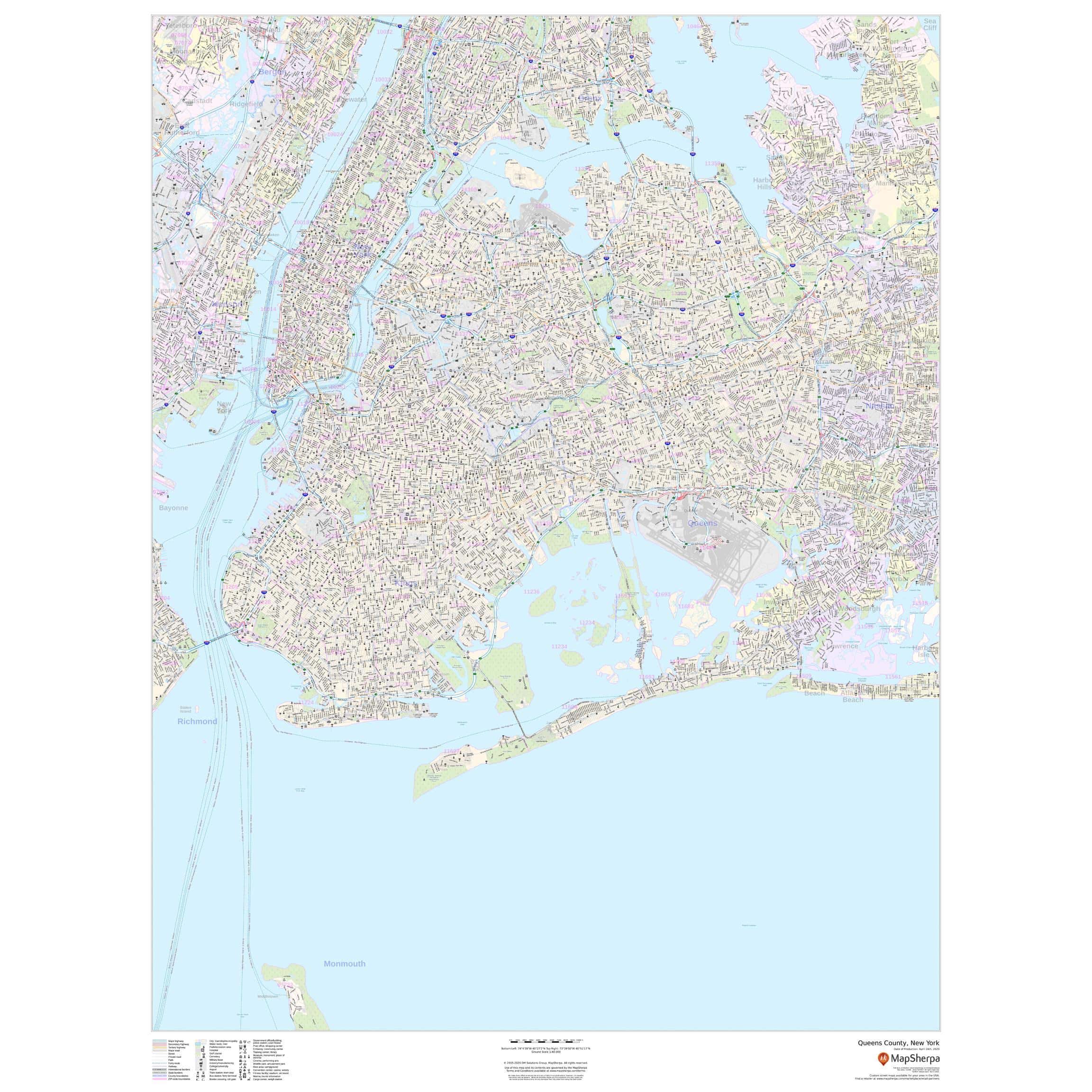 Queens County, New York by Map Sherpa The Map Shop
