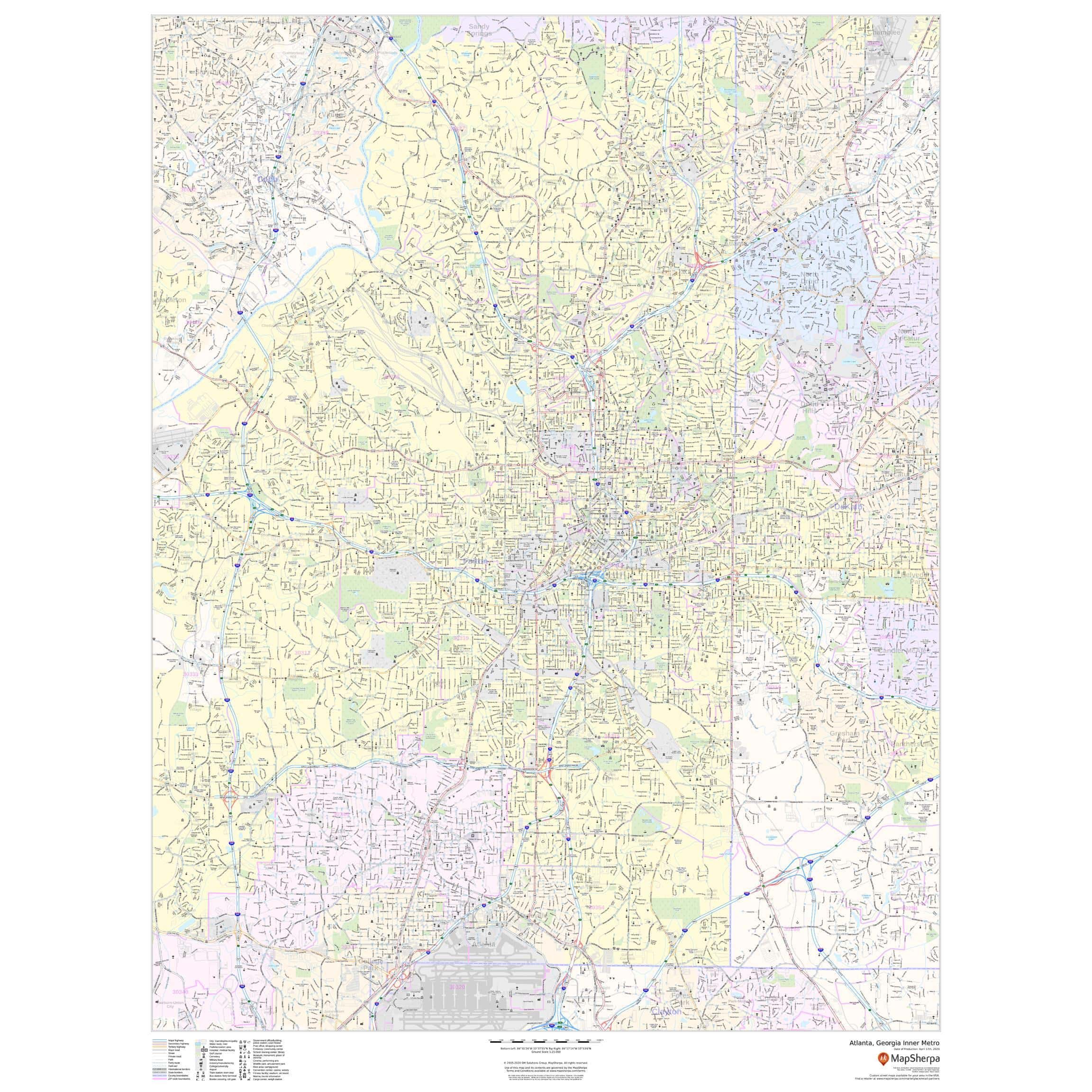 Atlanta, GA Zip Code Map Premium MarketMAPS, 52 OFF