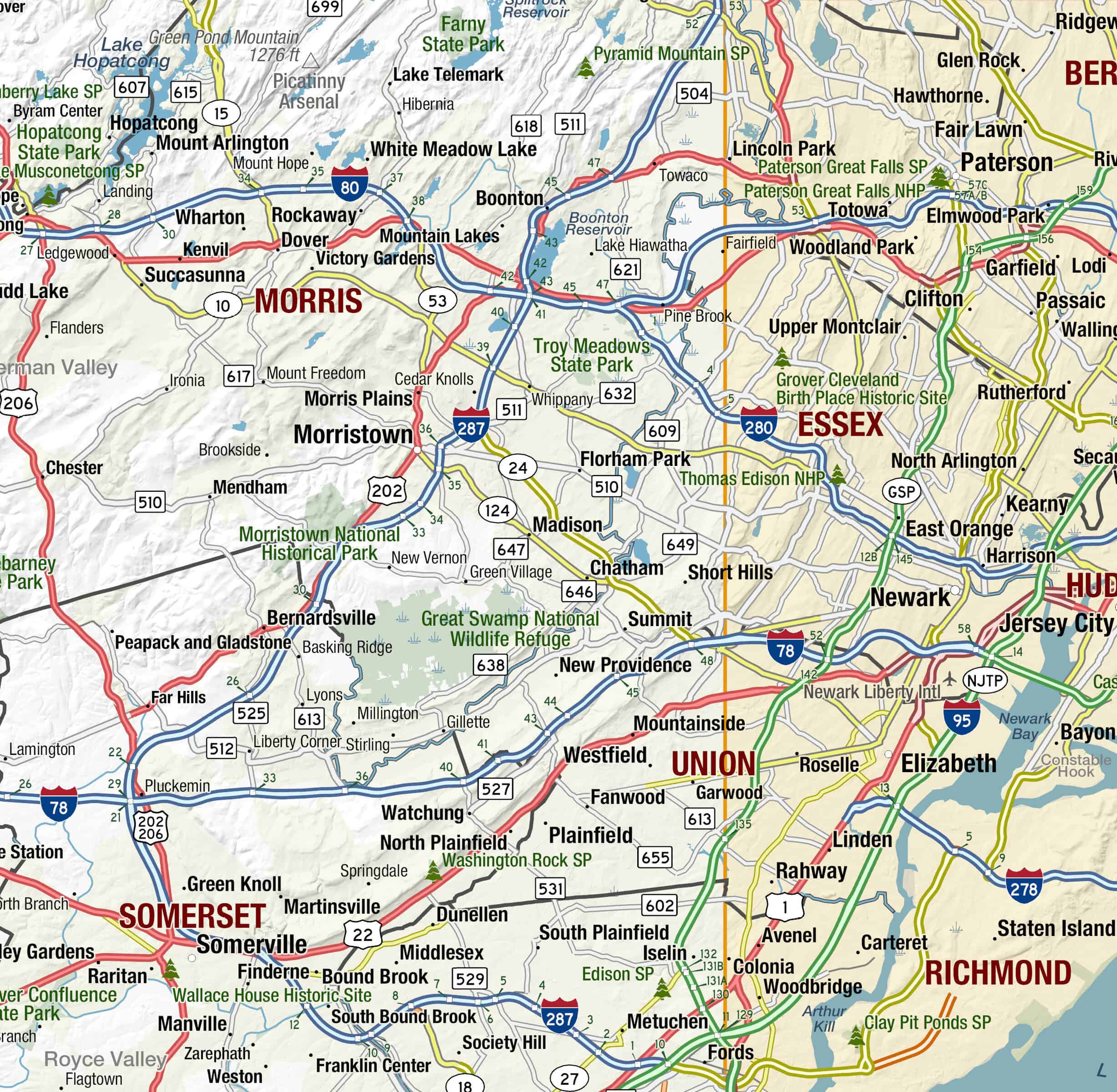 New Jersey State Wall Map by The Map Shop