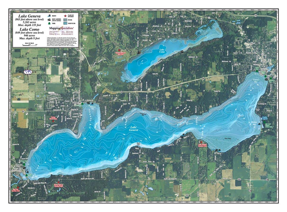 Geneva Lake by Mapping Specialists The Map Shop