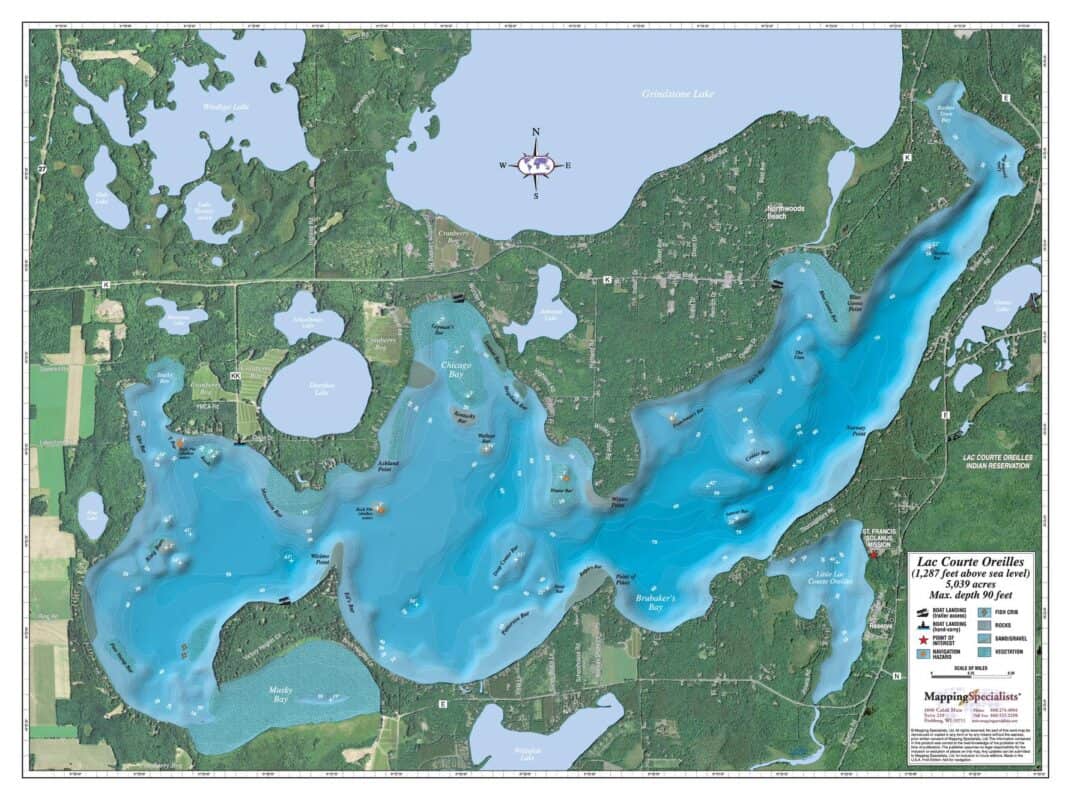 Lac Courte Oreilles Lake by Mapping Specialists The Map Shop