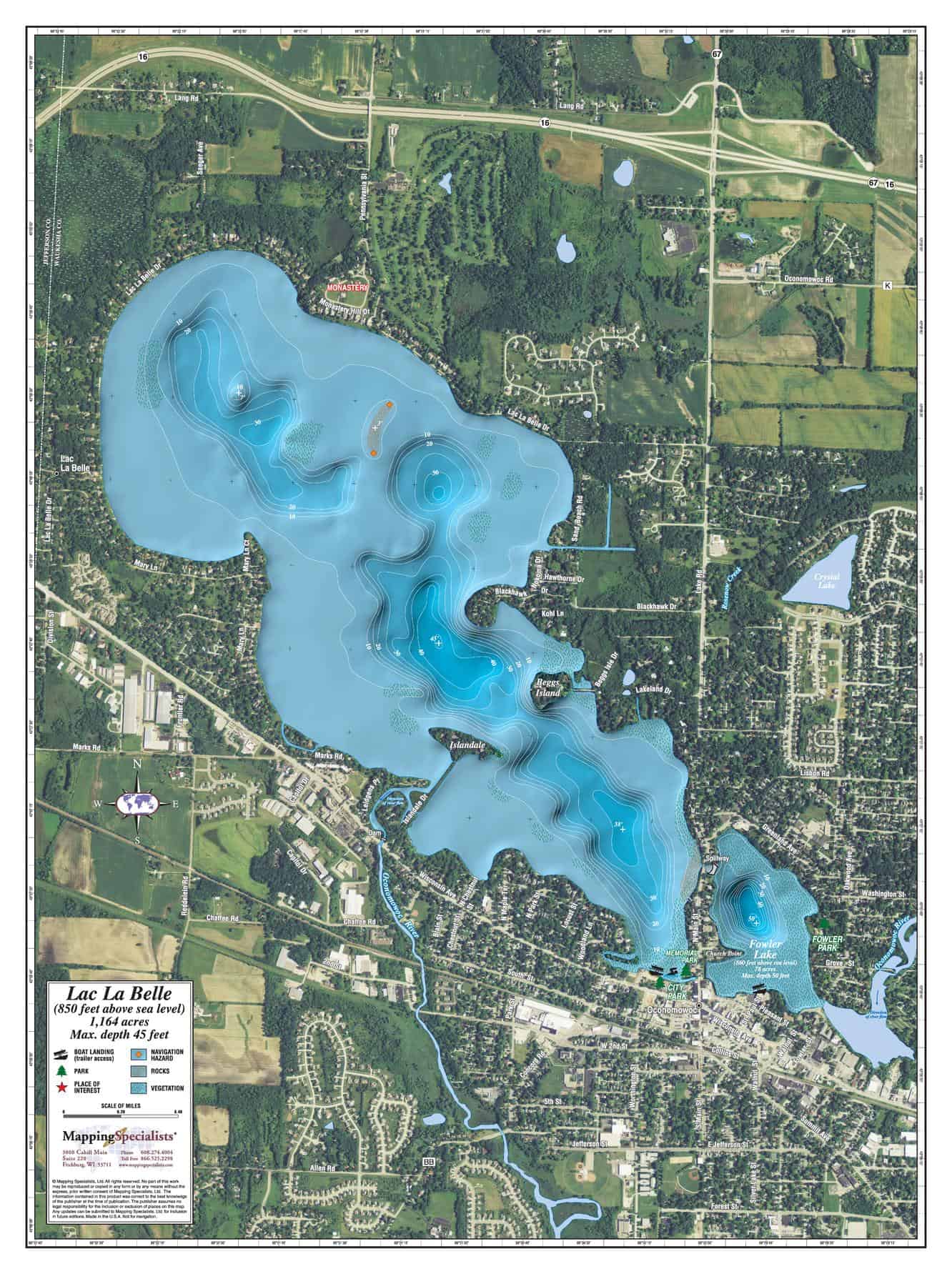 Lac La Belle & Fowler lake by Mapping Specialists The Map Shop