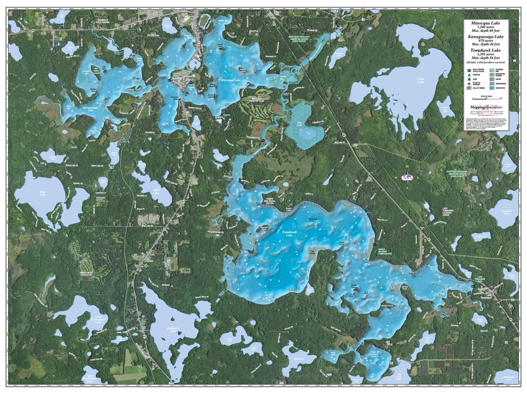 Minocqua Chain by Mapping Specialists The Map Shop