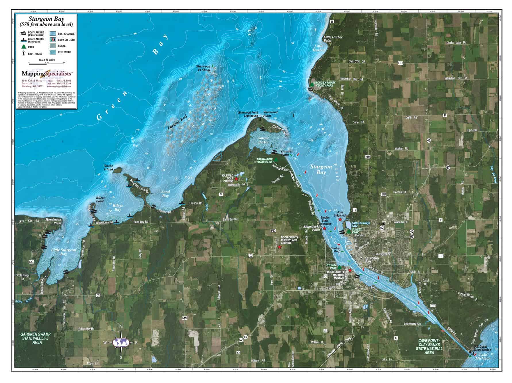 Sturgeon Bay by Mapping Specialists The Map Shop