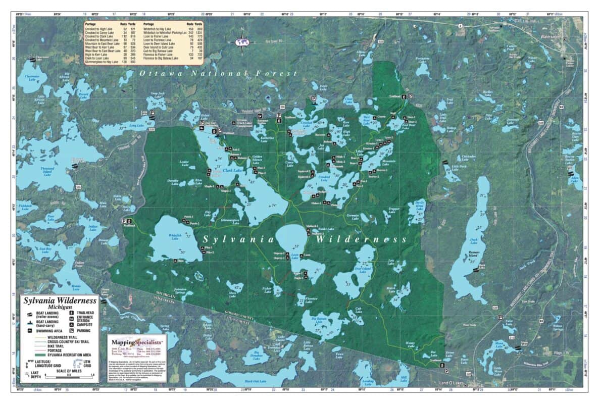 Sylvania Wilderness Area by Mapping Specialists The Map Shop