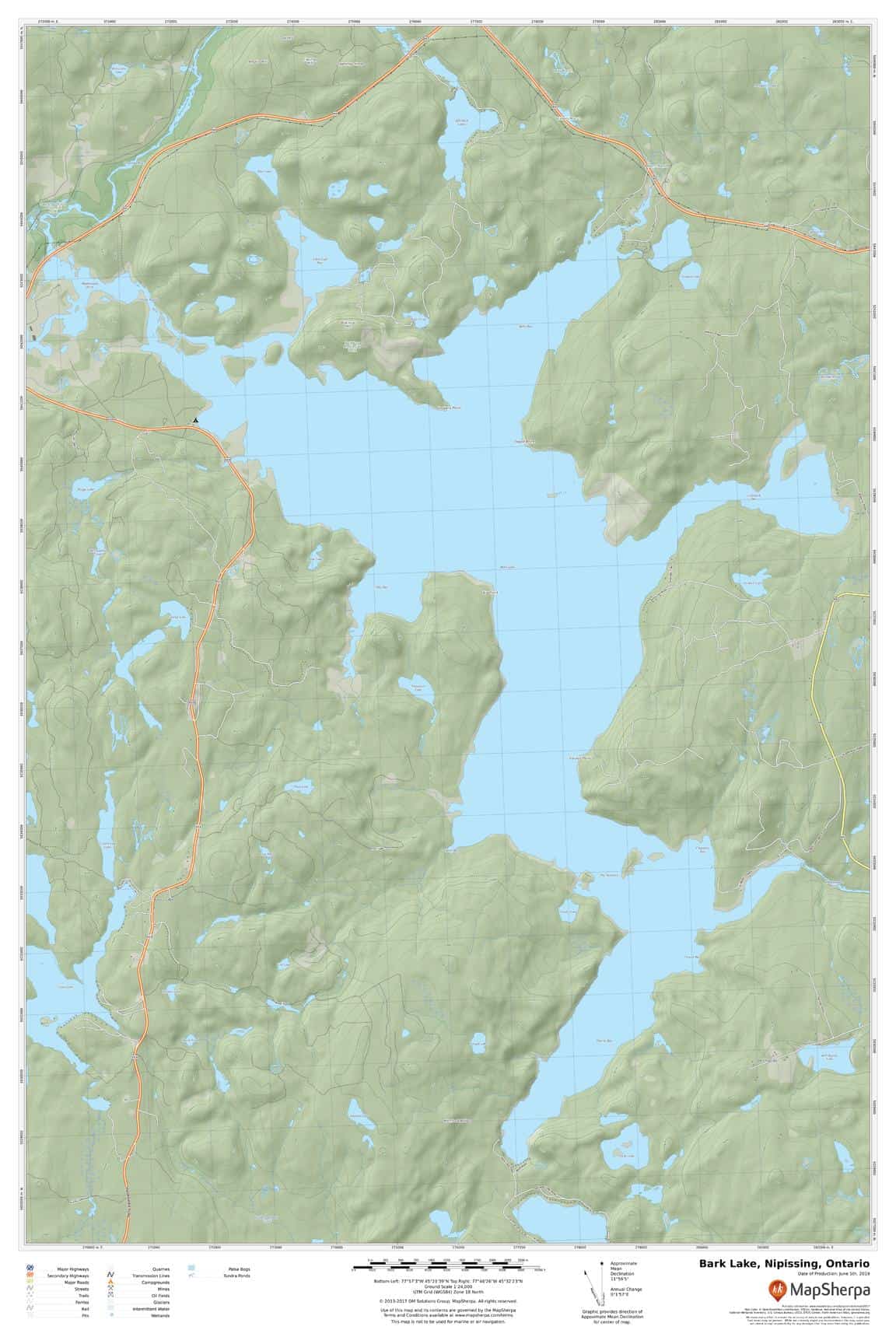 Bark Lake, Nipissing, Ontario by MapSherpa The Map Shop