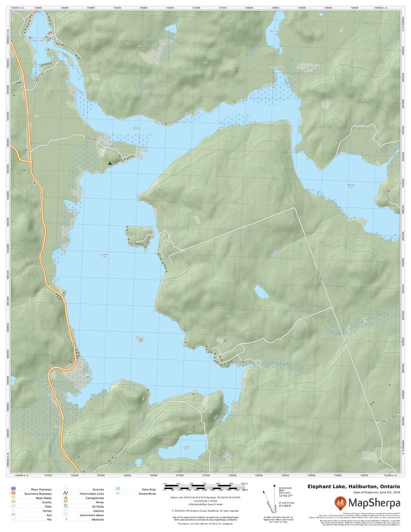 Elephant Lake, Haliburton, Ontario by MapSherpa The Map Shop