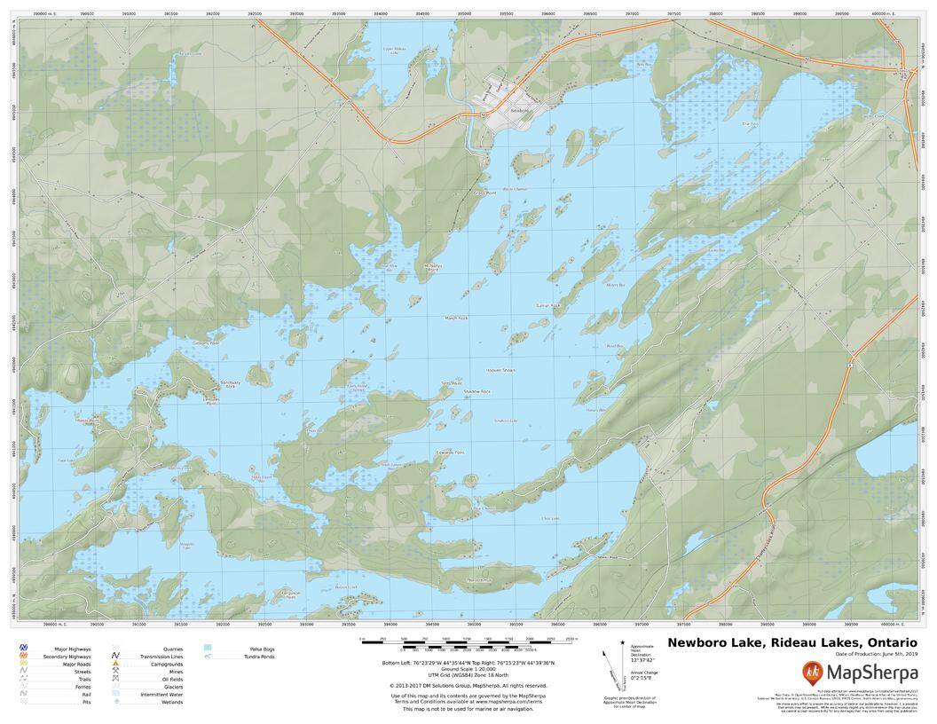 Newboro Lake, Rideau Lakes, Ontario by MapSherpa The Map Shop