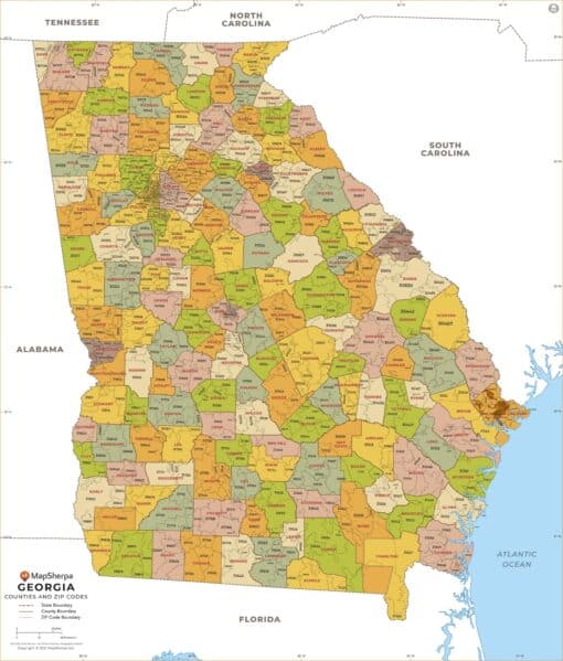 ZIP Code Map with Counties by MapSherpa The Map Shop
