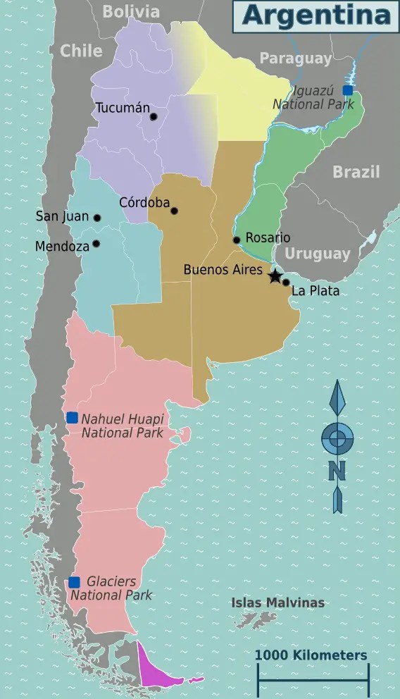 Argentinien Karte Regionen Argentina Regions Map