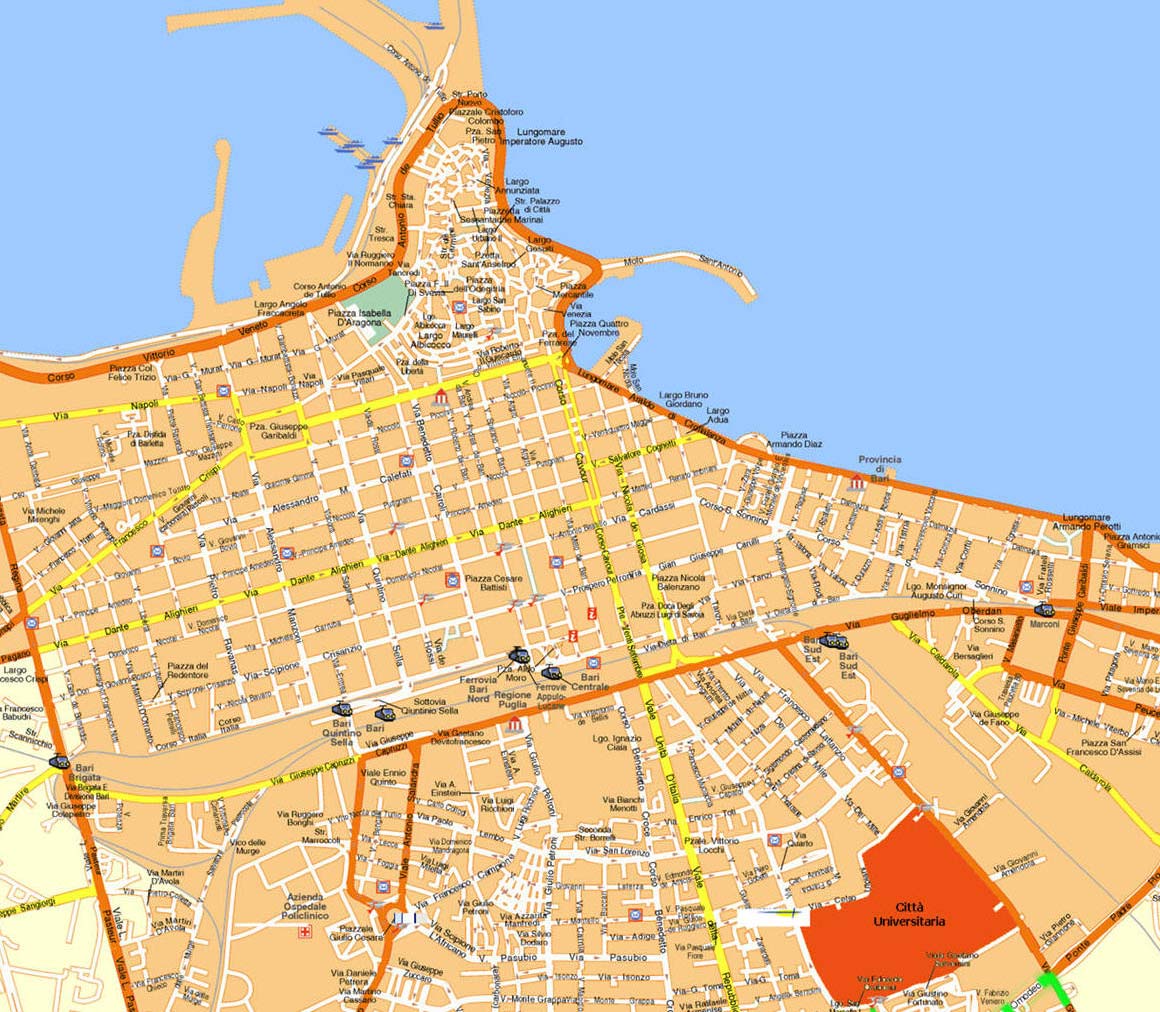 Bari Italien Karta Bari Map